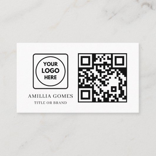 Carte De Visite White QR Code | Modern Minimal Custom Contact  (Devant)