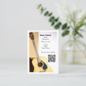 Carte De Visite White QR Code Music Enseignant Guitare acoustique (Debout devant)
