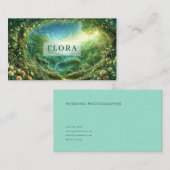 Carte De Visite White Rose and Enchanted Green Forest Valley (Devant / Derrière)