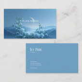 Carte De Visite White Rose and Misty Blue Mountain Crescent Moon (Devant / Derrière)