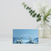 Carte De Visite White Rose Floral and Misty Blue Mountain Frame (Debout devant)