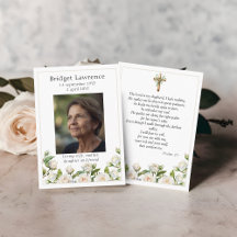 White Roses Memorial Photo Psalm 23 Prayer Card
