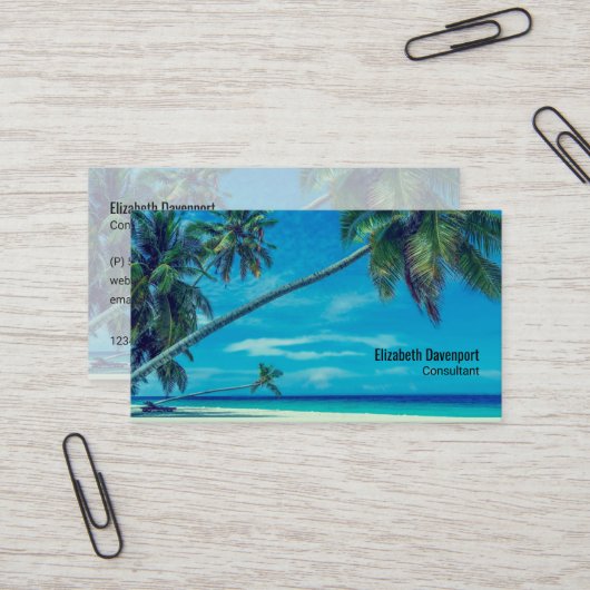 Carte De Visite White Sandy Beach (Devant/Arrière en situation)