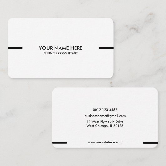Carte De Visite White Simple and Beautiful Business design (Devant / Derrière)