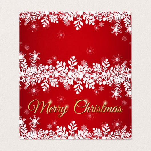 Carte De Visite White snowflakes on red Merry Christmas (Extérieur déplié)