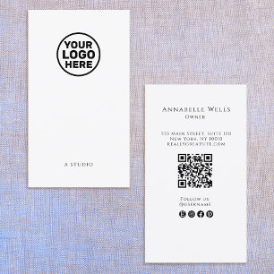 Carte De Visite White Social Media QR Code Ajouter un logo
