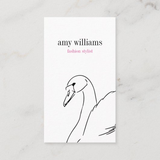 Carte De Visite White swan illustration beauty stylish card chic (Devant)