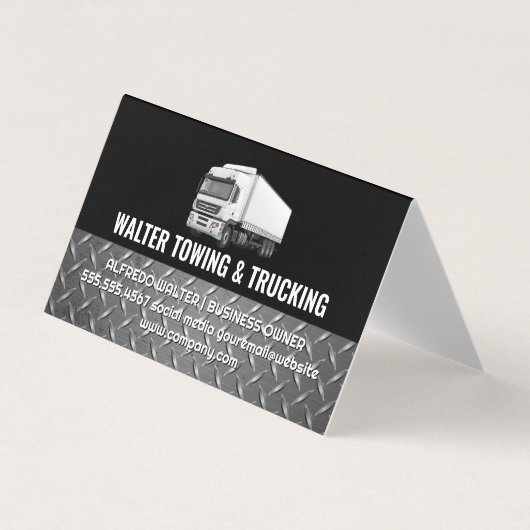 Carte De Visite White Trucking Logo | Steel Trim | Logistics  (Devant)
