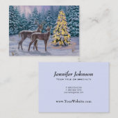 Carte De Visite Whitetail Deer & Christmas Tree Scene hivernale (Devant / Derrière)
