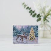 Carte De Visite Whitetail Deer & Christmas Tree Scene hivernale (Debout devant)