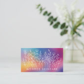 Carte De Visite Wildflowers Elegant LineArt Custom QR Code Rainbow (Debout devant)