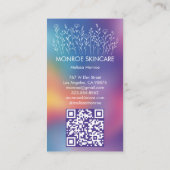 Carte De Visite Wildflowers Elegant LineArt Custom QR Code Rainbow (Dos)