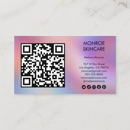 Carte De Visite Wildflowers Elegant Rainbow QR Code Social Icons  (Dos)