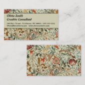 Carte De Visite William Morris Acanthus Broderie Motif Floral (Devant / Derrière)