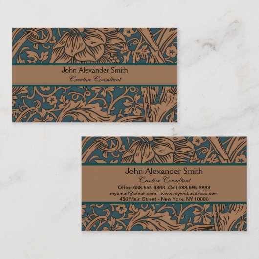 Carte De Visite William Morris Arcadia Motif Floral Classique (Devant / Derrière)