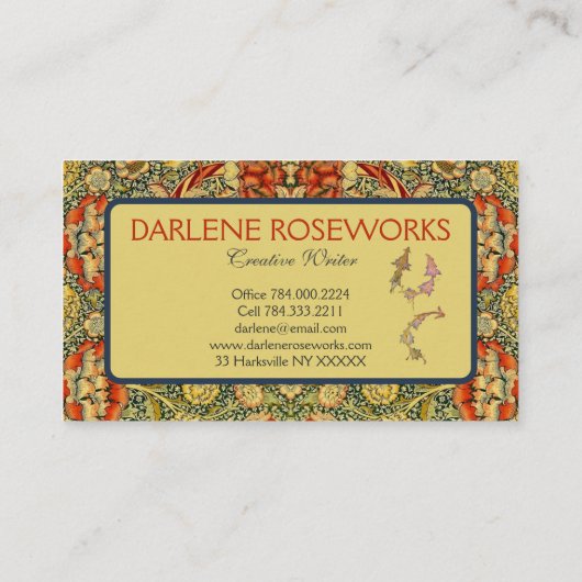 Carte De Visite William Morris Belle conception de bougies (Dos)