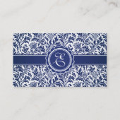 Carte De Visite William Morris bleu et blanc élégant floral (Dos)