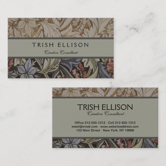 Carte De Visite William Morris Bluebell Tapestry Design (Devant / Derrière)