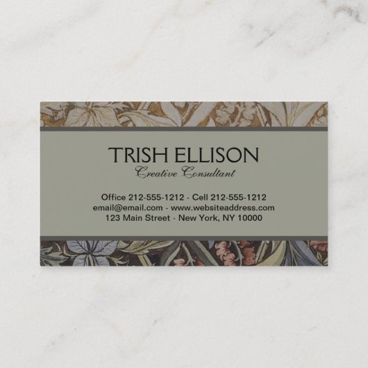 Carte De Visite William Morris Bluebell Tapestry Design (Dos)