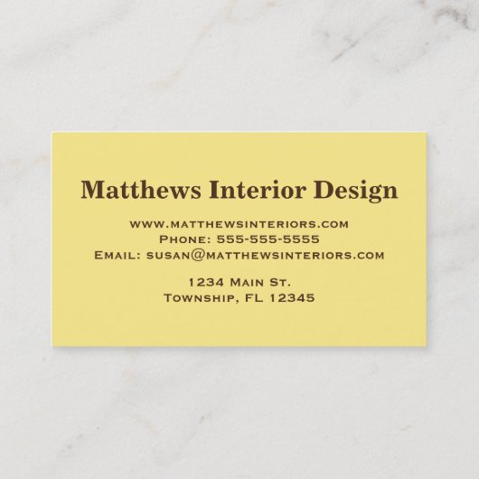 Carte De Visite William Morris Chrysanthemums, Or de la moutarde (Dos)