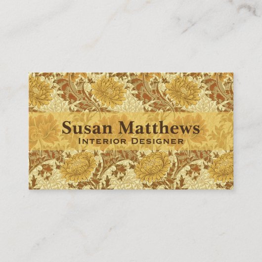 Carte De Visite William Morris Chrysanthemums, Or de la moutarde (Devant)