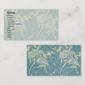 Carte De Visite William Morris Classique Tulipe Bleu Floral (Devant / Derrière)