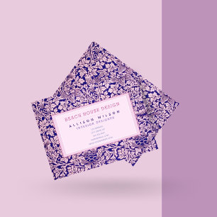 Carte De Visite William Morris - Élégante flore violette et rose