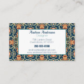 Carte De Visite William Morris Floral Arabesque géométrique (Dos)