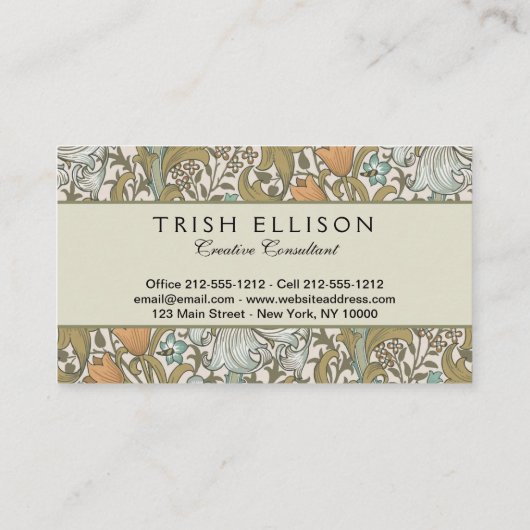 Carte De Visite William Morris Golden Lily Blue Gold Classic (Dos)