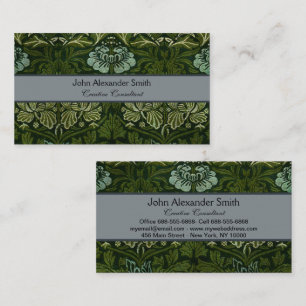 Carte De Visite William Morris Grand Feuille vert & Fleur bleue