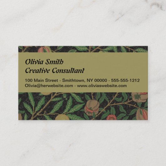 Carte De Visite William Morris grenade classique fruits (Devant)