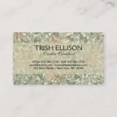 Carte De Visite William Morris Honeysuckle Vert Floral (Dos)