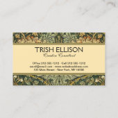 Carte De Visite William Morris Honeysuckle Vert Floral (Dos)