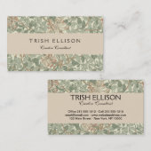 Carte De Visite William Morris Honeysuckle Vert Floral (Devant / Derrière)