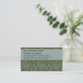 Carte De Visite William Morris Ispahan Vert sarcelle Floral Art (Debout devant)