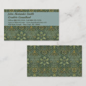 Carte De Visite William Morris Ispahan Vert sarcelle Floral Art (Devant / Derrière)
