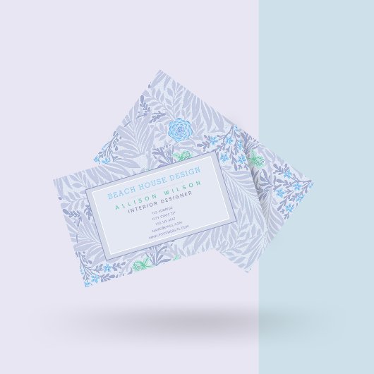 Carte De Visite William Morris - Larkspur - Élégant floral violet