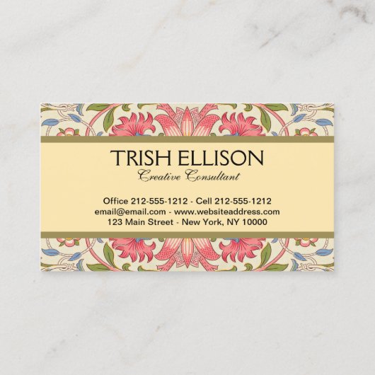 Carte De Visite William Morris Lodden Spring Wallpaper Art (Dos)