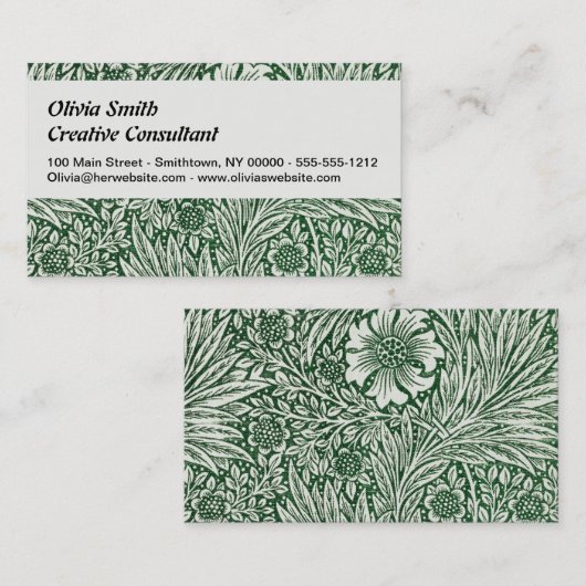 Carte De Visite william morris marigold fleurs vertes (Devant / Derrière)