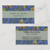 Carte De Visite William Morris Pomegranate Bleu papier peint color (Devant / Derrière)