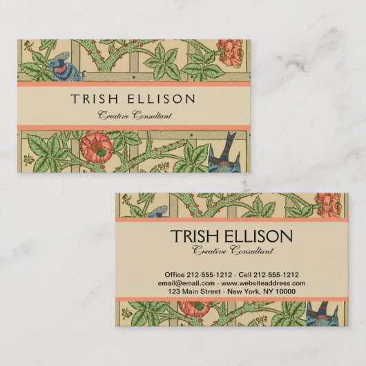 Carte De Visite William Morris Trellis Design classique de papier (Devant / Derrière)