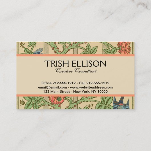 Carte De Visite William Morris Trellis Design classique de papier  (Dos)