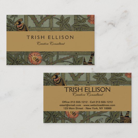 Carte De Visite William Morris Trellis Wallpaper Art (Devant / Derrière)
