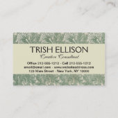 Carte De Visite William Morris tulip fond textile vert (Dos)