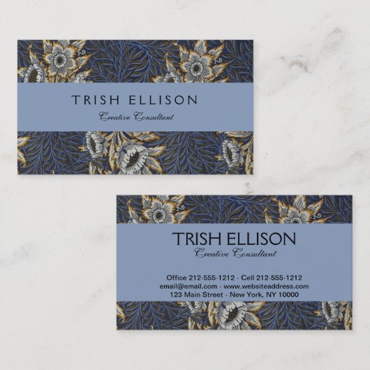 Carte De Visite William Morris Tulip Willow Blue Motif (Devant / Derrière)
