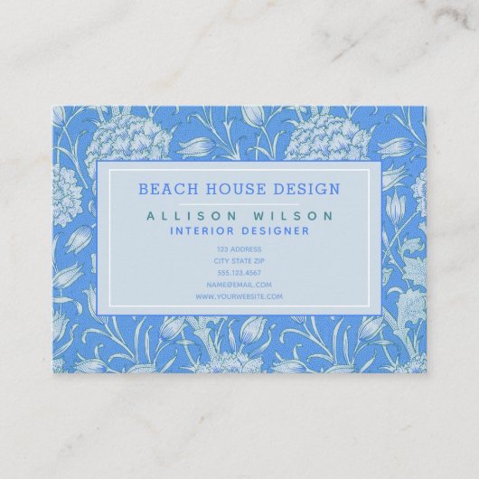 Carte De Visite William Morris - Tulipes sauvages - Floral bleu (Devant)