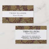 Carte De Visite William Morris Vine Grappe Rouge Vert Art (Devant / Derrière)