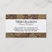 Carte De Visite William Morris Vine Grappe Rouge Vert Art (Dos)