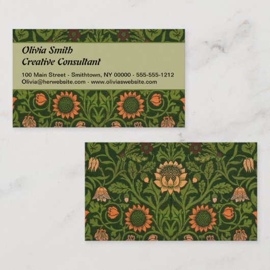 Carte De Visite William Morris Violet et Columbine Art Rug (Devant / Derrière)