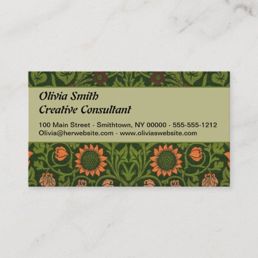 Carte De Visite William Morris Violet et Columbine Art Rug (Devant)